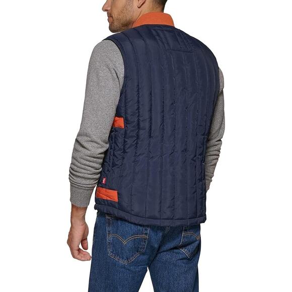 Levis Men's Quilted Utility Puffer Vest With Contrast Detailing 100% Nylon XL - Picture 2 of 14